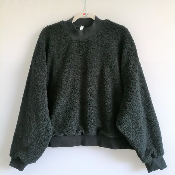 Fabletics Tops - Fabletics Women's Black Fleece Sherpa Sweatshirt Size 2X